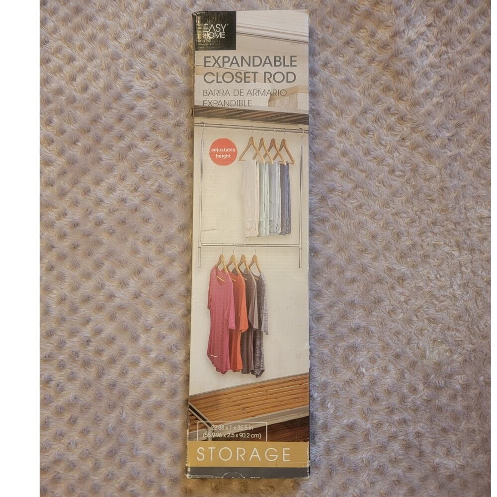New Easy Home Expandable Closet Rod 22-38 In Wide